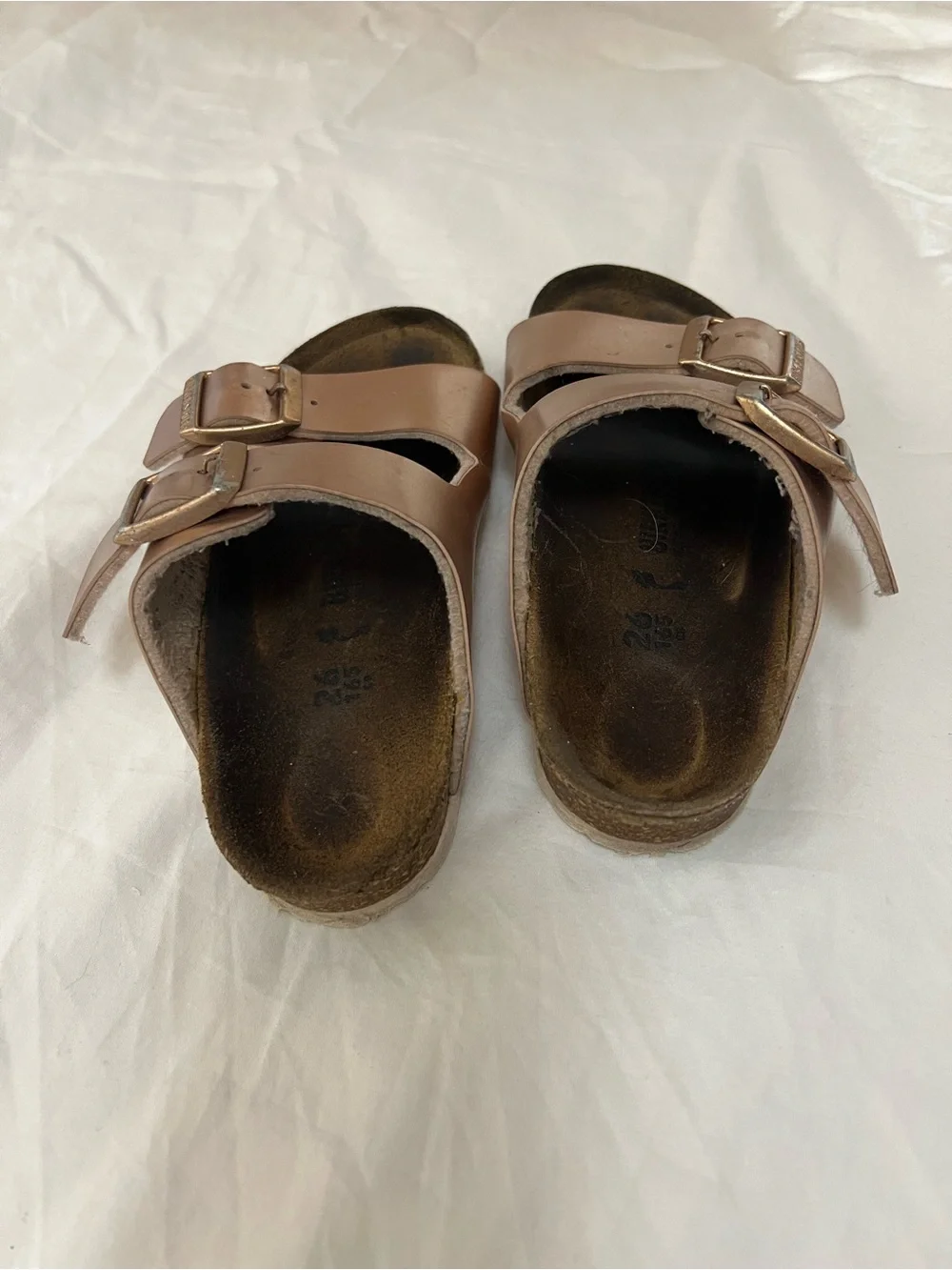 Birkenstock Kids Metallic Rose Gold Double Strap Sandals